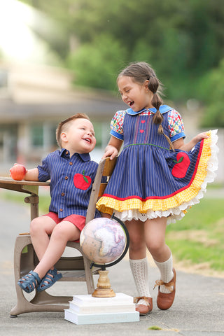 SCHOLAR BOYS SHIRT BRIGHT MINDS {BACK TO SCHOOL COLLECTION} PREORDER