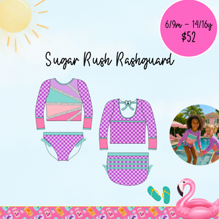 SUGAR RUSH RASHGUARD TWO PIECE  {Girly Pop} RTS