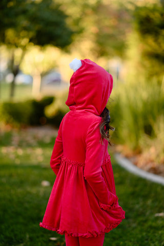 RED VELVET/POM CARDIGAN PRESALE