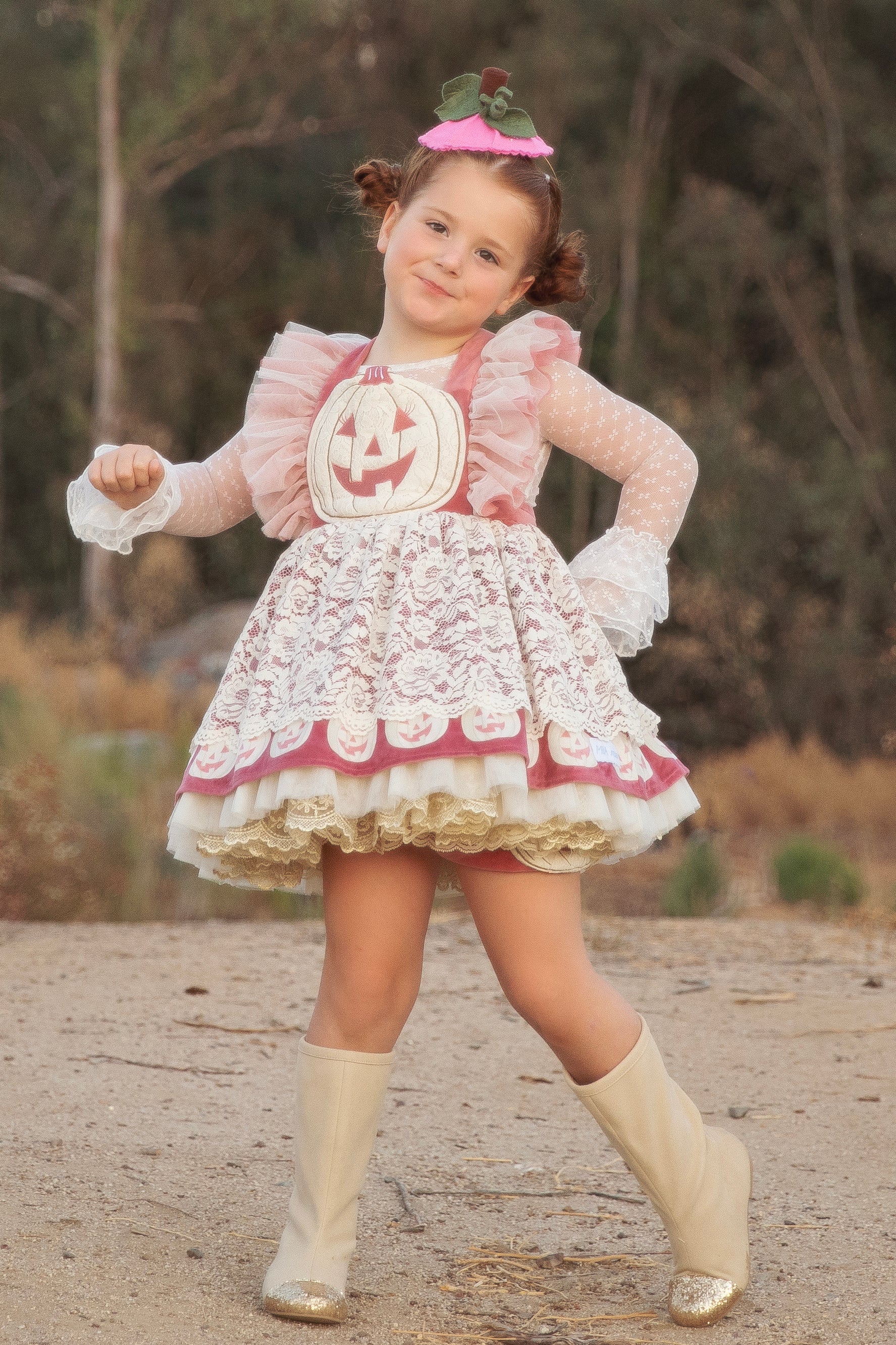 Mia offers Miel white dress and bloomer set