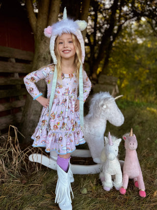 MAGICAL DAY UNICORN KNIT LONG SLEEVE DRESS RTS